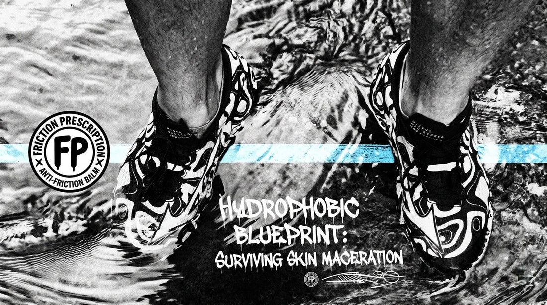 Runner's feet in Mizuno Acerra trail shoes crossing water — Hydrophobic Blueprint for Wet-Ultra Survival | Friction Prescription