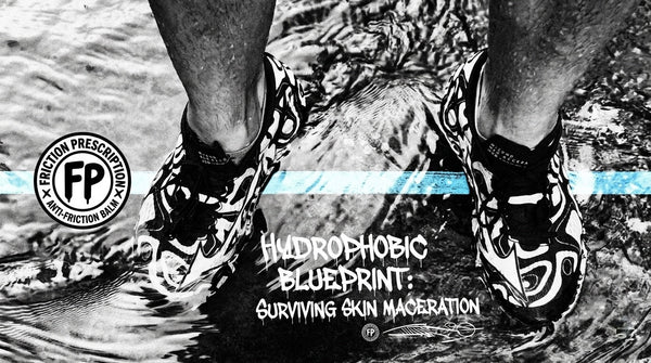 Runner's feet in Mizuno Acerra trail shoes crossing water — Hydrophobic Blueprint for Wet-Ultra Survival | Friction Prescription