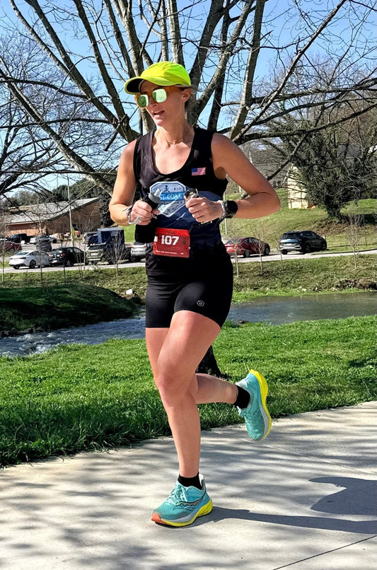 Runner experiencing inner thigh chafing during long distance run