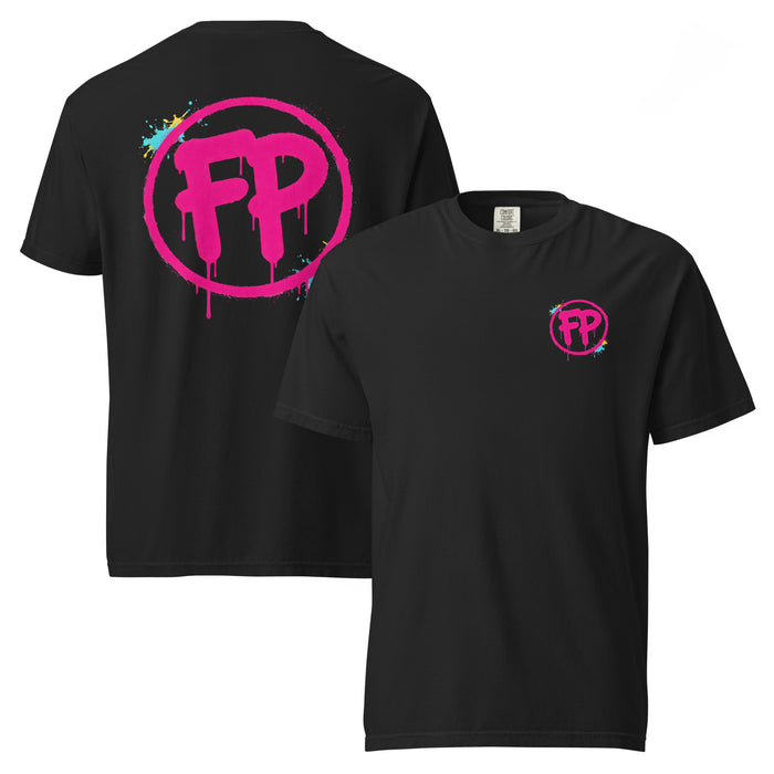 FP Splash Comfort Colors tee in black, front and back